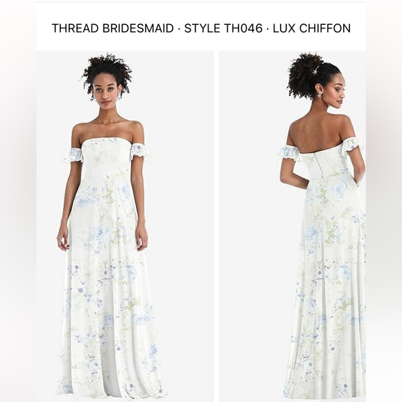 Dessy Thread Bridesmaid Dress Bleu Garden - Picture 1 of 8
